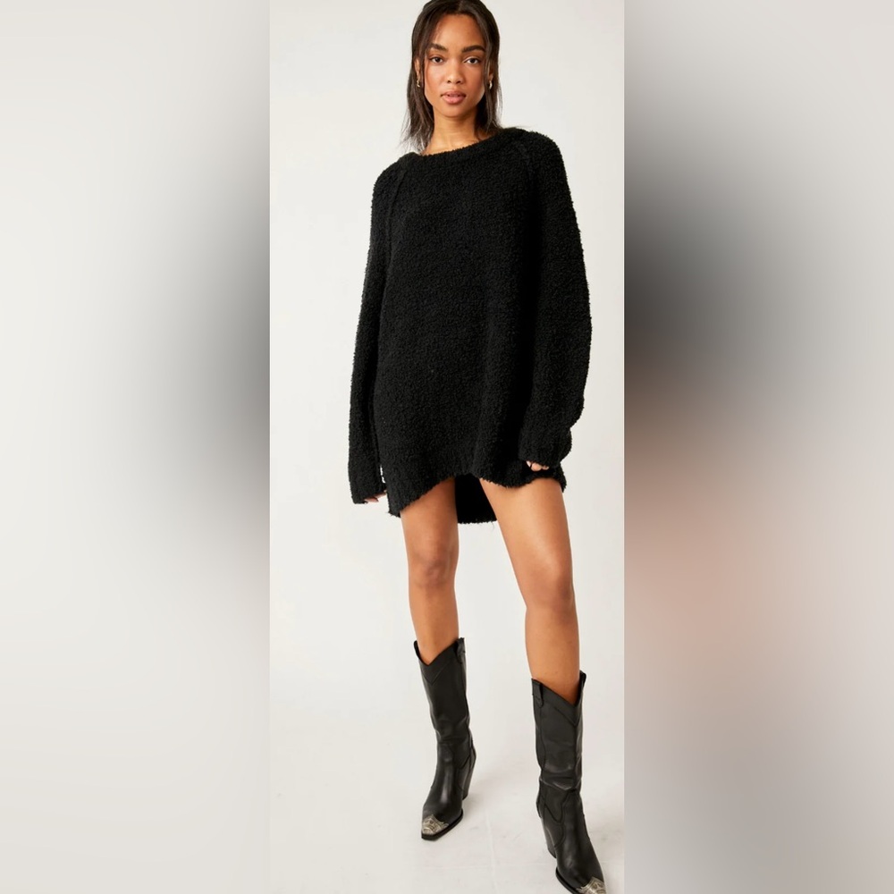 Free People fuzzy teddy bear tunic sweater - Picture 2 of 7